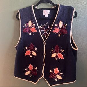 Vintage Christopher & Banks Hand Embroidered Autumn Vest